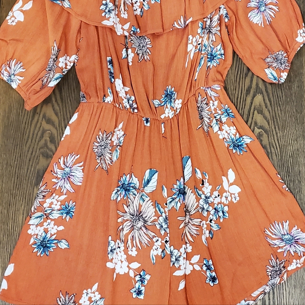 Orange Foral Off-Shoulder Romper